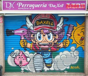 Graffiti Arale Arare Dr Slump Peluqueria Daxell Perruqueria Cornella Llobregat 300x100000